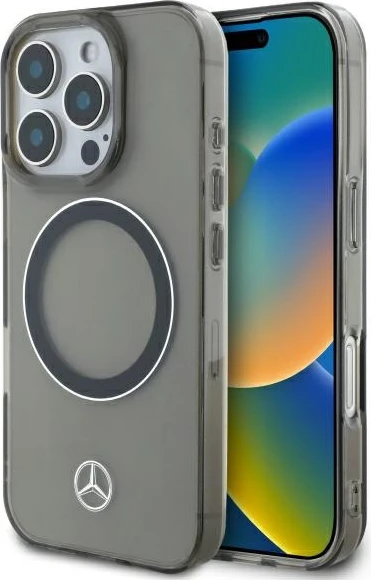 Mbështjellës Mercedes Silver Ring MagSafe për iPhone 16 Pro Max, Zi