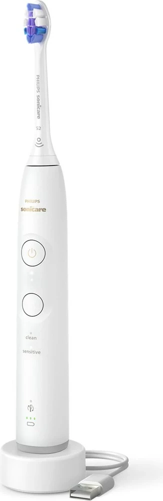 Furçë dhëmbësh elektrike sonike Philips Series 6100 HX7400/01, 2 shpejtësi, e rikarikueshme, e bardhë