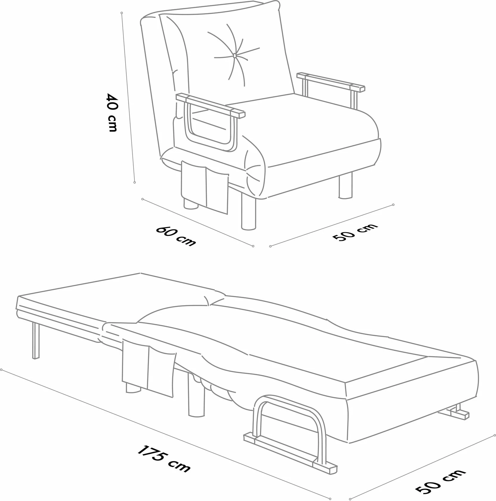 Krevat-karrige një vendës, Sento Single, ngjyrë krem