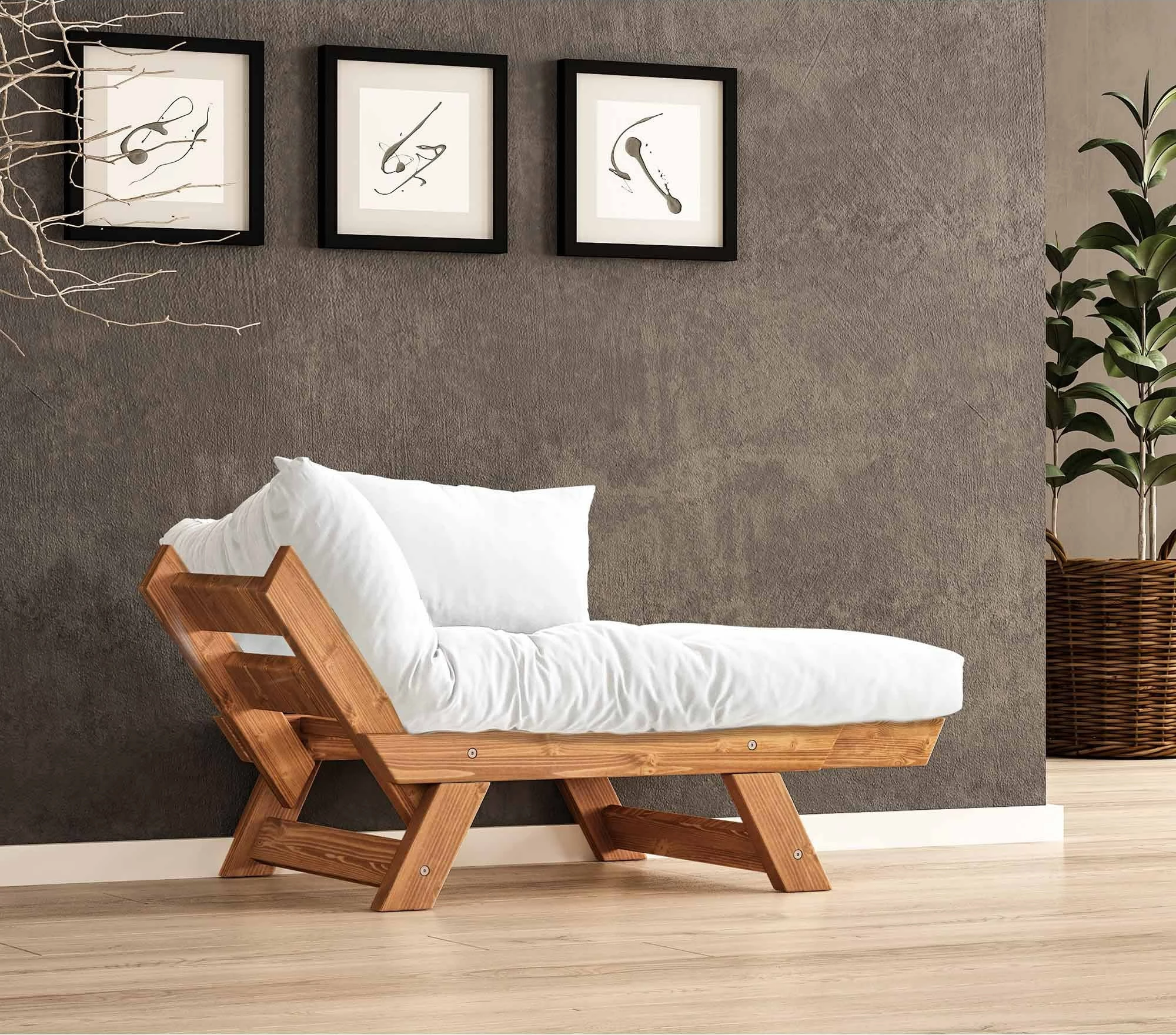 Karrige kopshti një vend, Skye Decor, CPT8151-140, ngjyrë teak dhe e bardhë