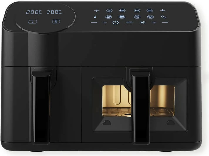 Fritezë me ajër e dyfishtë, Feel-Maestro, MR-760, 9.5L (3.5L+6L), 2400W, 8 programe, ekran LCD, e zezë