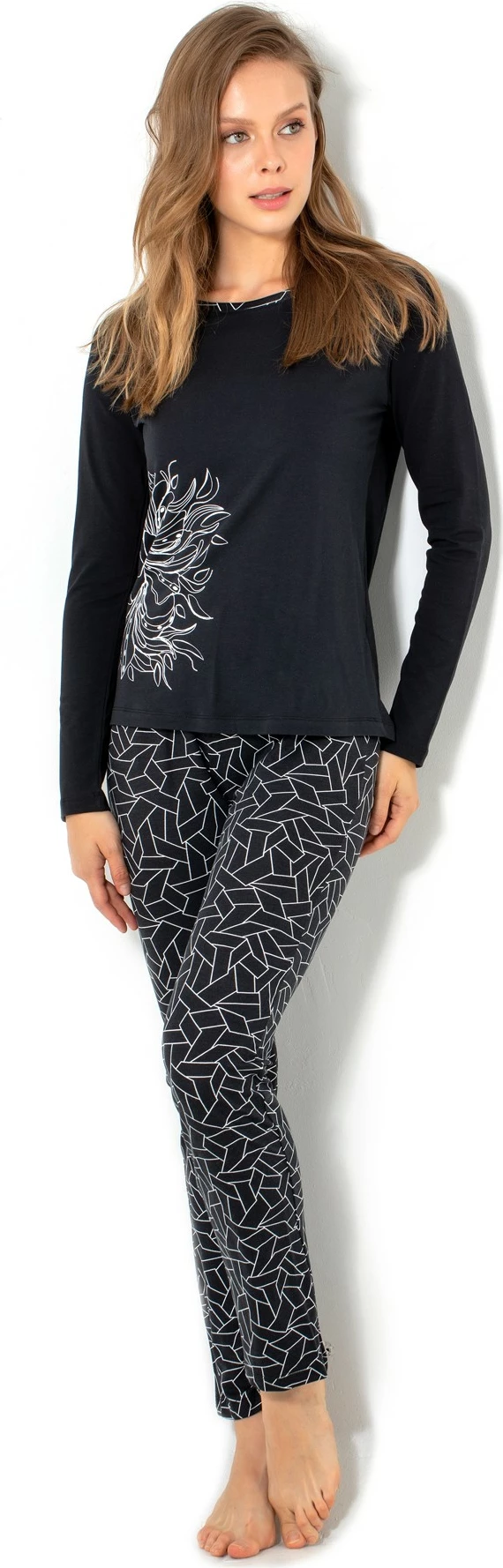 Set pizhamash për gra, ngjyrë e zezë, Jumeon, 002-000558