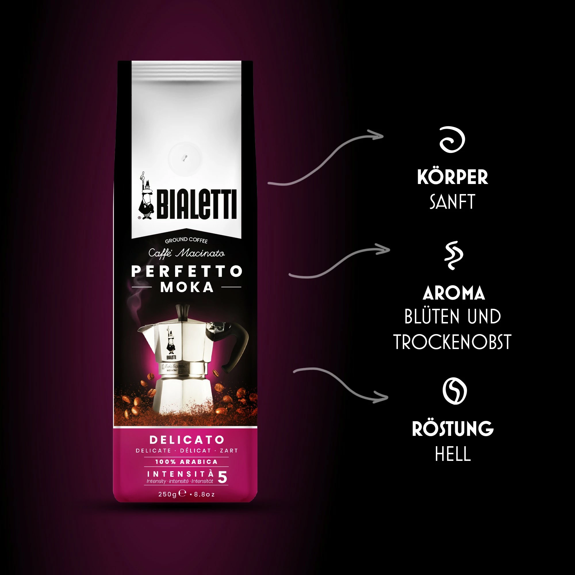 Kafe e bluar Bialetti Perfetto Moka Delicato 250g