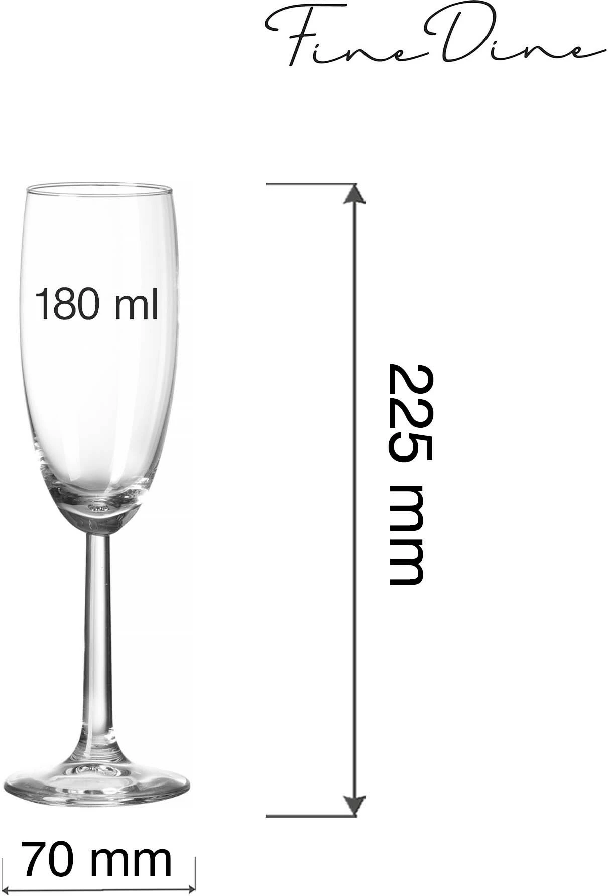 Gotë shampanje Fine Dine Volare Banquet 180 ml transparente, set 6 copë