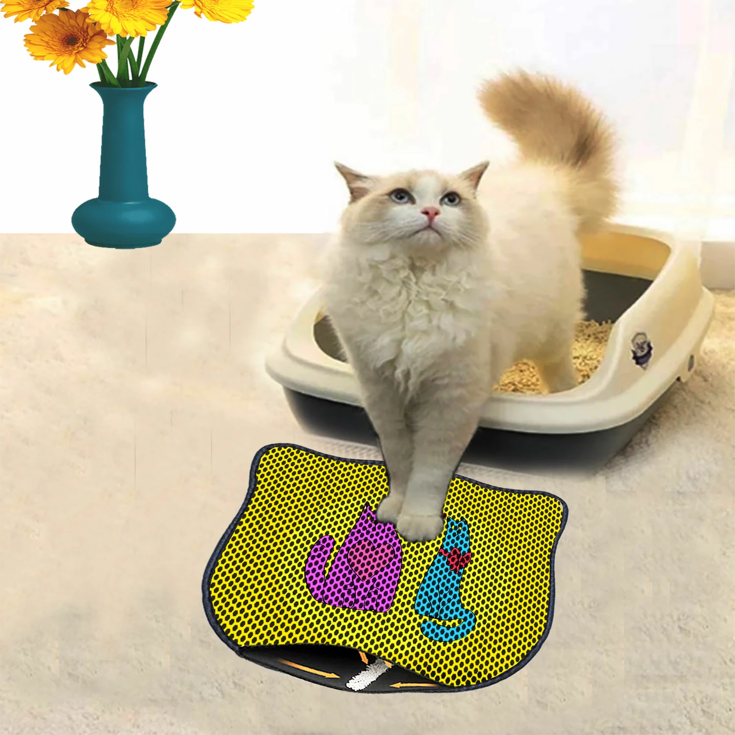 Tapet për rërë mace, shumëngjyrësh, Paws & Whiskers, Kdkafa0033, 40x50cm