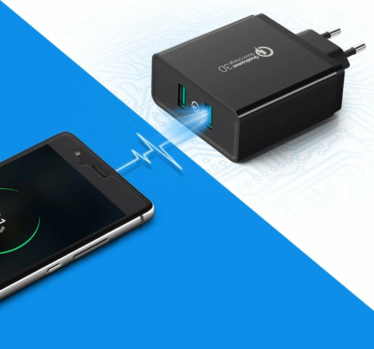 Adapter karikues Ugreen CD161 36W 2x USB-A QC 3.0, zi