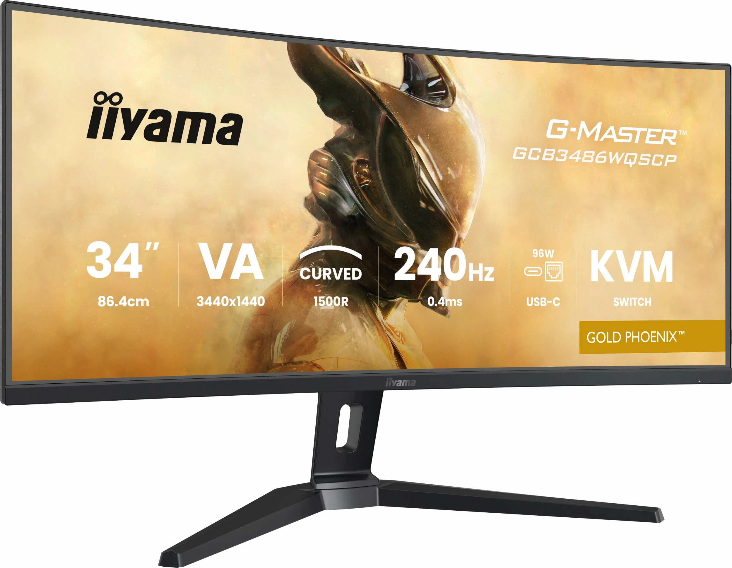 Monitor gaming iiyama G-Master GCB3486WQSCP-B1 Gold Phoenix 34\" UWQHD 240Hz curved VA me USB-C/KVM