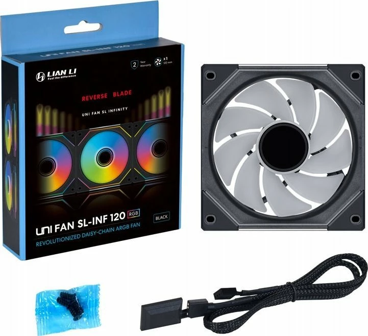 Ventilator PC Lian Li UNI FAN SL-INF 120 RGB Reverse Blade UF-RSLIN120-1B, 120mm ARGB PWM, 1 copë, i zi/gri