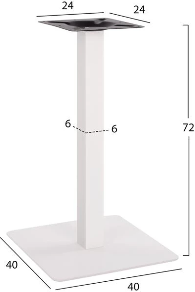 Bazë tavoline metalike ngjyrë e bardhë mat 40x40x72 FH414.12