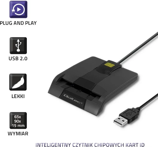 Lexues kartelash Qoltec 50634, USB Type C, i zi