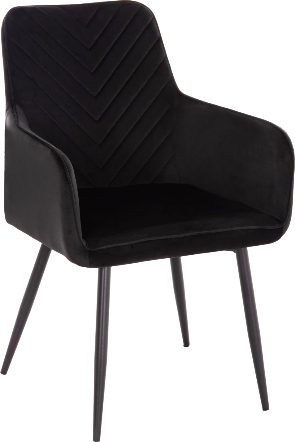 Karrige Latrell, kadife e zezë, këmbë metali të zeza, 55x57x84H cm., set prej 2 copë