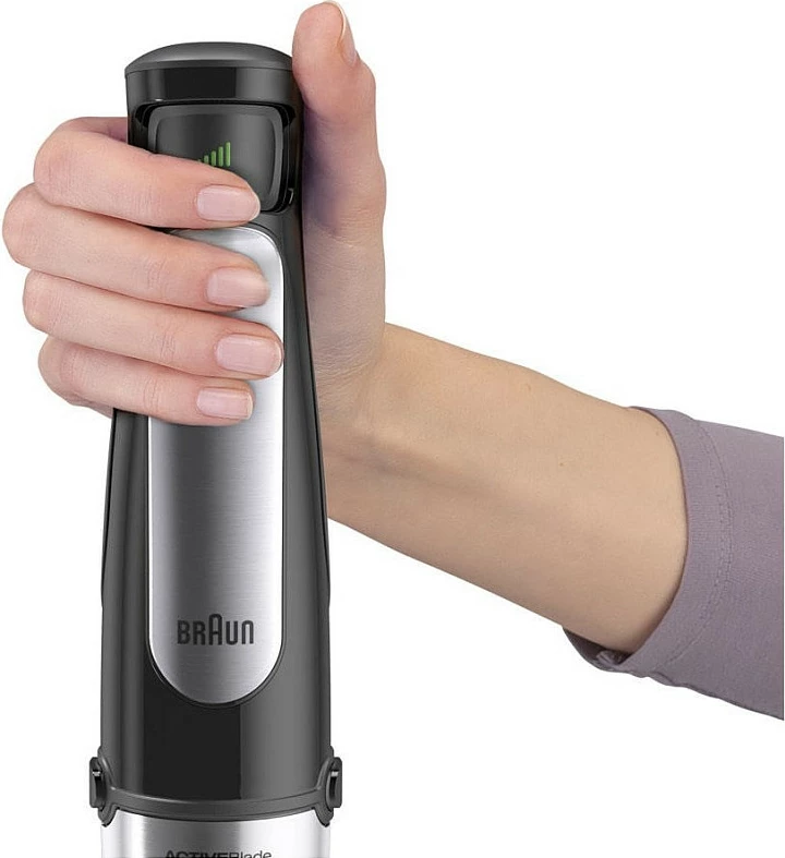 Blender dore Braun MQ7035X, 1000W, gotë 0.6L, grirës 0.5L, rrahëse, zezë/çelik satin