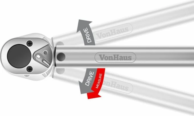 çelës momenti VONHAUS 3500195, 1/2\", gjatësi 470 mm, me reduktor 1/2\" në 3/8\" dhe zgjatim, argjendtë