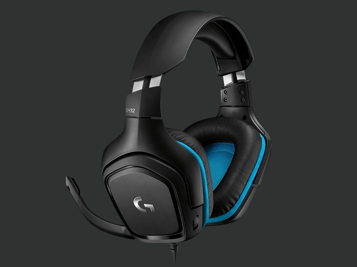 Kufje gaming Logitech G432 (981-000770), 7.1, me kabllo, 3.5mm/USB, zi me detaje blu
