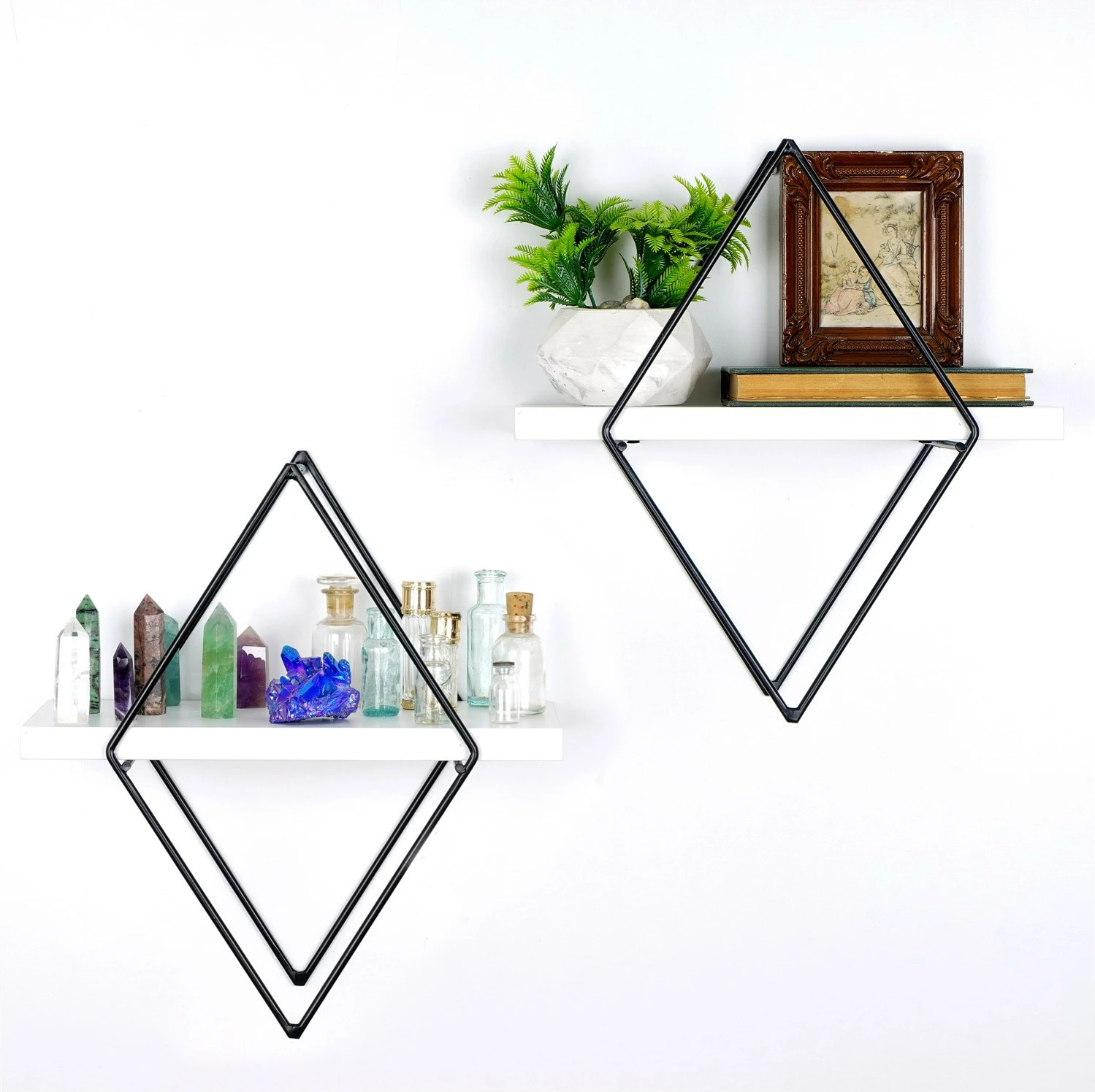 Raft dekorativ metalik për mur Hanah Home, Wr057, i bardhë (2 copë)