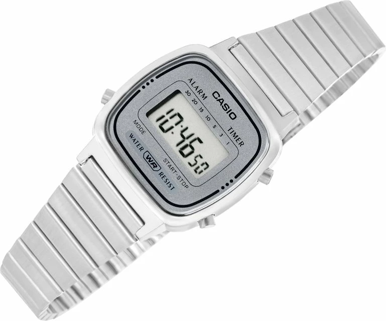 Orë dore digjitale femra CASIO LA670WEA-7EF, argjendtë, me kuti