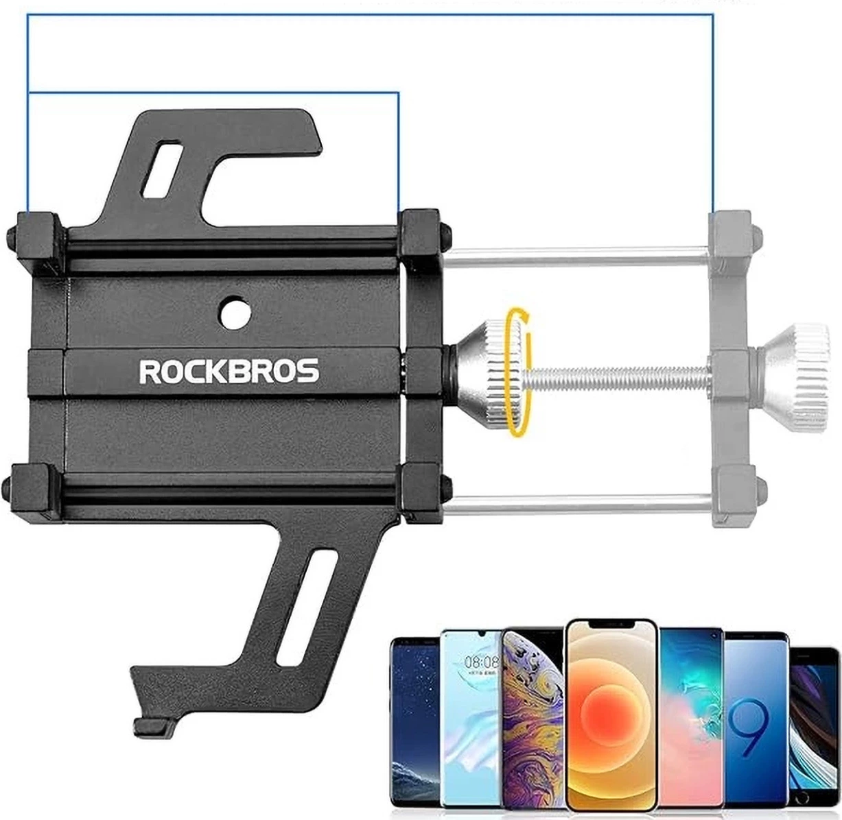 Mbajtës telefoni për biçikletë Rockbros 699-BK, aliazh alumini, i zi
