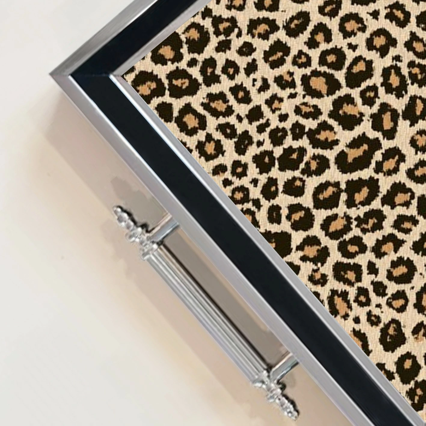 Tabaka xhami me dizajn leopard, shumëngjyrëshe, TPG9821