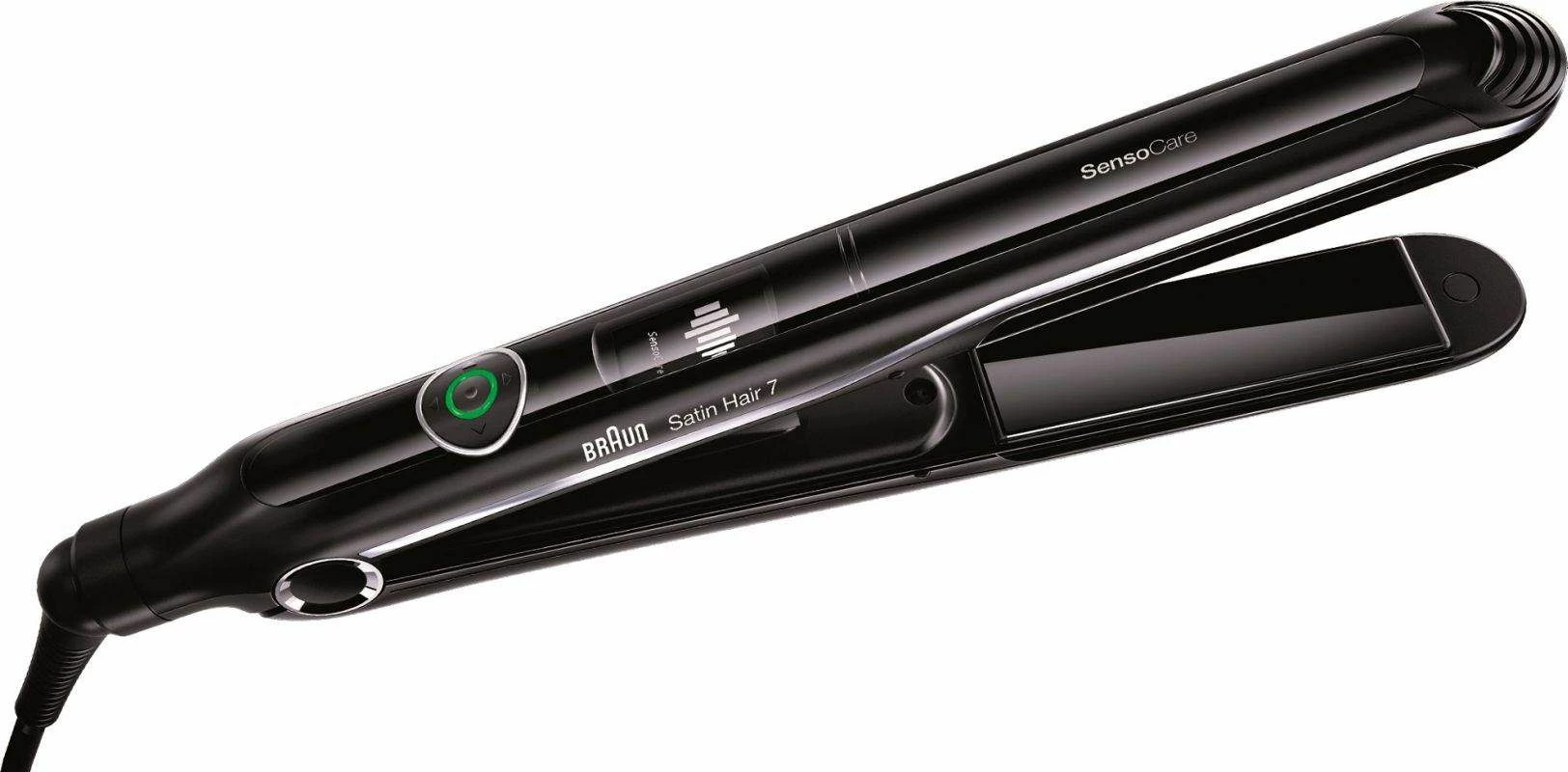 Hekur për drejtim flokësh Braun Satin Hair 7 ST780, 120–200°C, pllaka qeramike, kabllo 2 m, e zezë