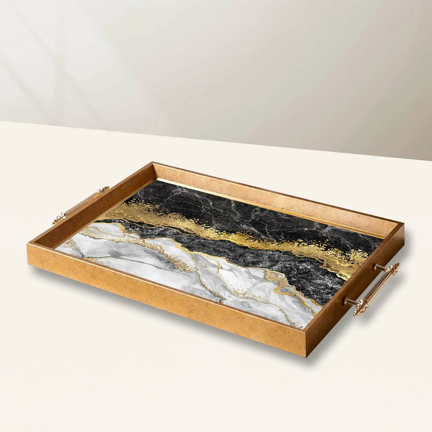 Tabaka dekorative prej qelqi, shumëngjyrëshe, Aberto Design, TPEA10031, 50x29x3.5cm