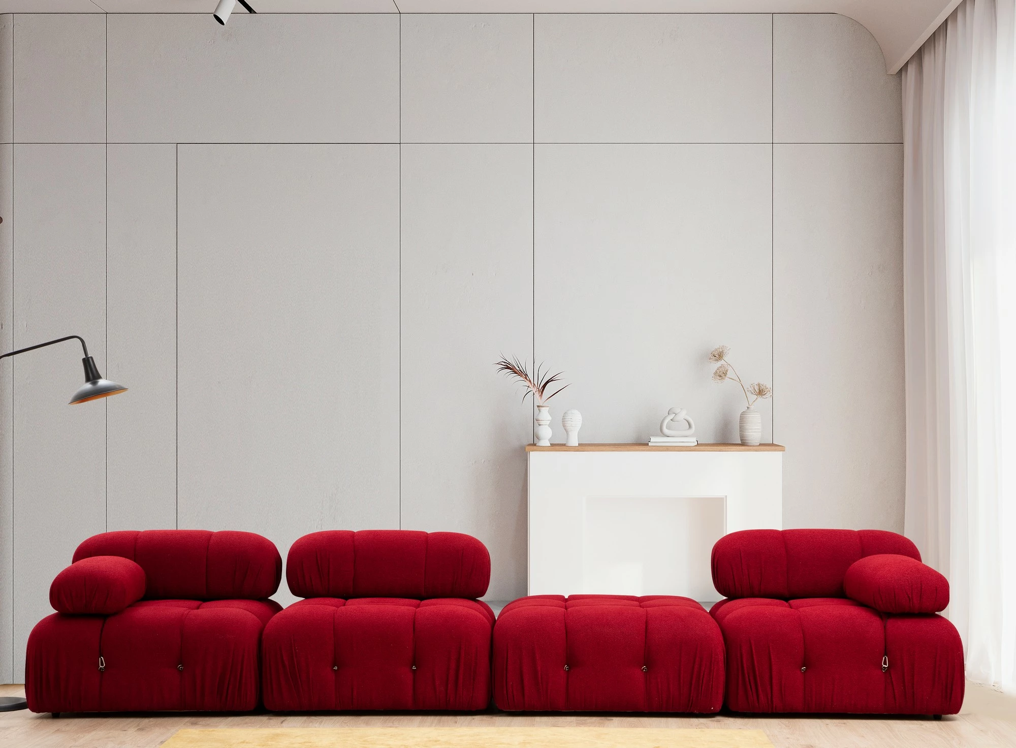 Kënd-sofë Bubble, ngjyrë e kuqe, Atelier del Sofa (L1-O1-1R-Puf)