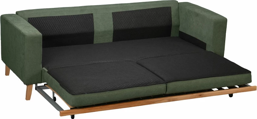 Krevat-sofë Lusso, 3 vende, lino jeshile ulliri, 218x85x87