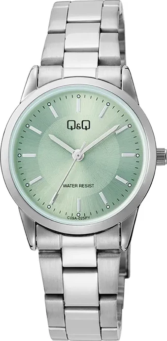 Orë dore Q&Q C09A-025PY, e argjendtë/gjelbër