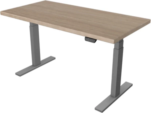 Tavolinë pune Sit/Stand UVI Desk Standard, 139 x 68 cm, lartësi 62–128 cm, set kornizë + tabakë, Sonoma, gri