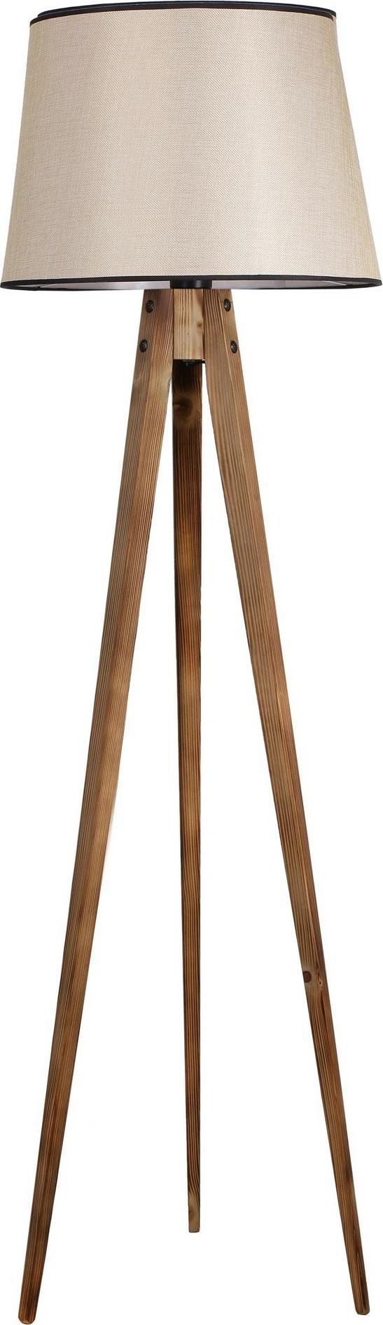 Llambë dyshemeje Opviq, tripod, abazhuri prej hasri, ngjyrë kafe