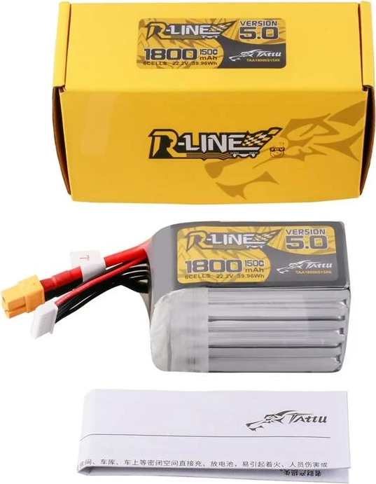 Bateri LiPo, Tattu, R-Line Version 5.0 6S 1800mAh 22.2V 150C, me lidhës XT60