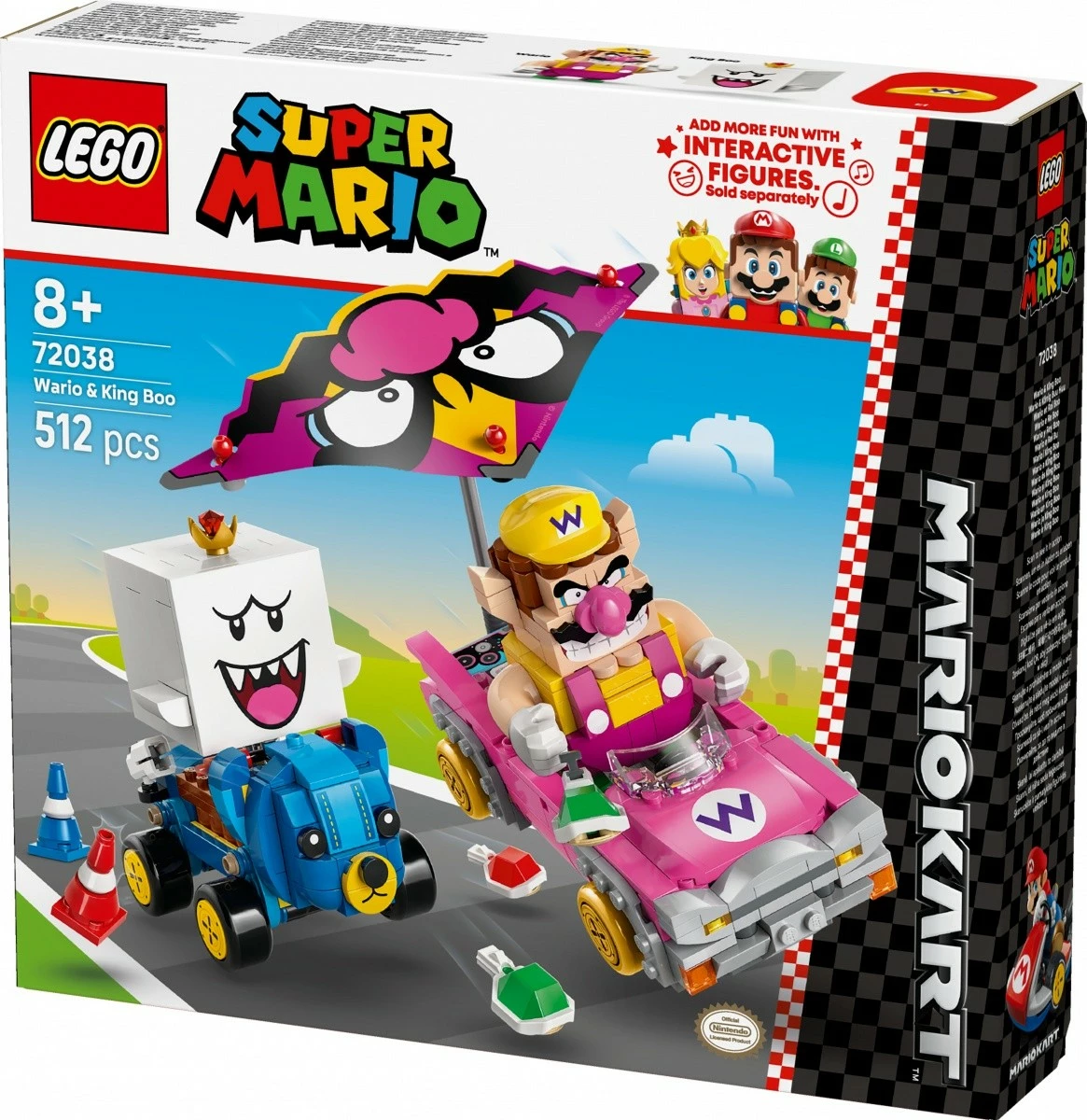 Set LEGO Super Mario Mario Kart 72038, Wario dhe King Boo, 512 pjesë