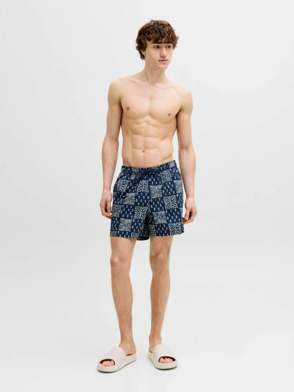 Shorce noti për meshkuj Jack&Jones JPSTMAUI SHELL AOP SWIM SHORTS REG 12291808, blu [Madhësia: M]