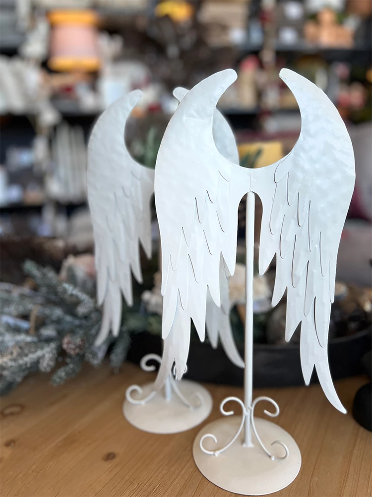 Dekor pendë metalike, e bardhë, 22x12x40cm