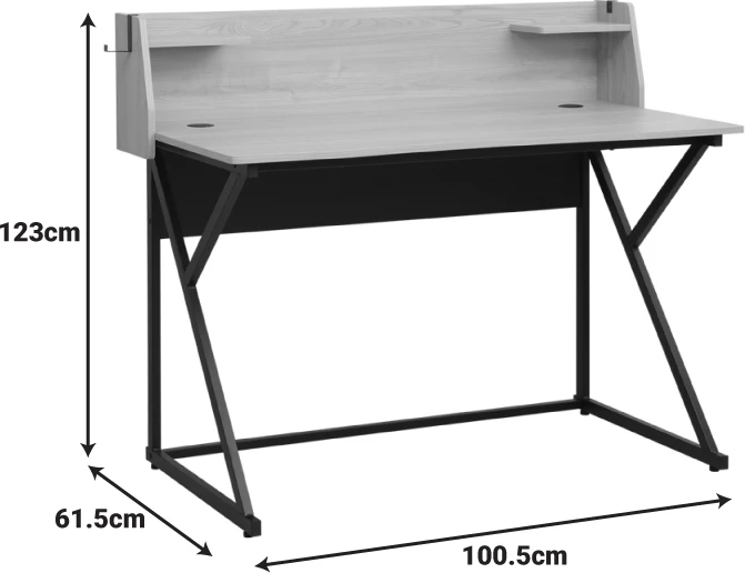 Tavolinë pune Spaco, ngjyrë natyrale, këmbë metalike të zeza, 123x61.5x100.5cm
