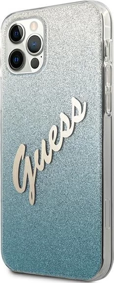Mbështjellës Guess GUHCP12LPCUGLSBL për iPhone 12 Pro Max 6.7", Glitter Gradient, Blu