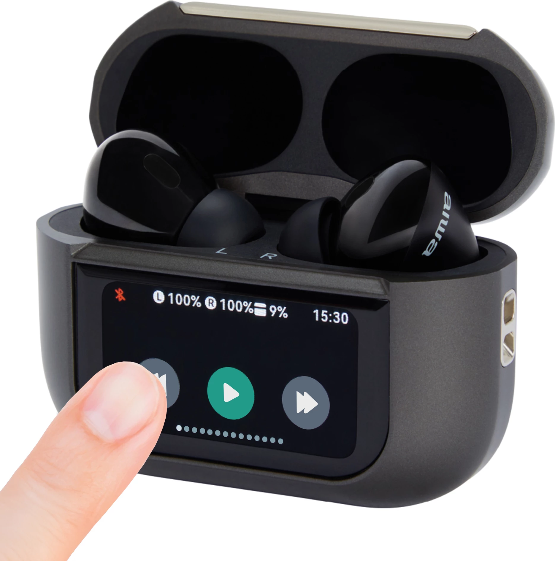 Kufje TWS Aiwa EBTW-350TN, ANC, Bluetooth 5.4, ekran me prekje, deri 20 orë, të zeza