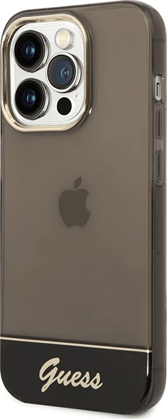 Mbështjellës Guess GUHCP14XHGCOK për iPhone 14 Pro Max, silikon, transparent i errët