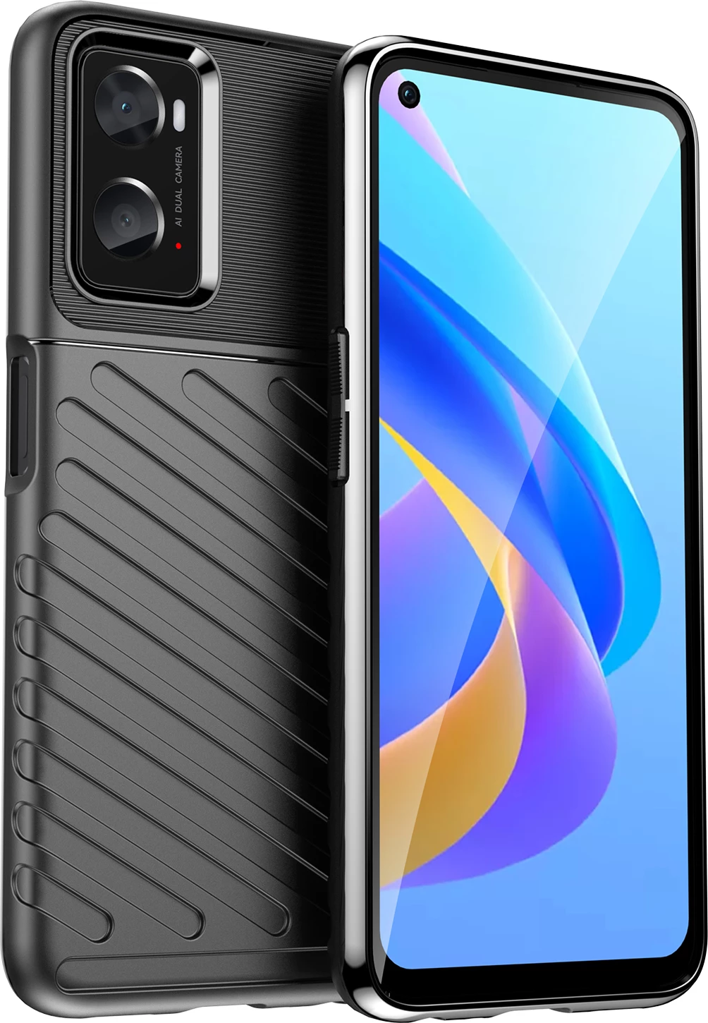 Mbështjellës Thunder Case për celular Hurtel, për Oppo A76 / Oppo A36 / Realme 9i, i zi