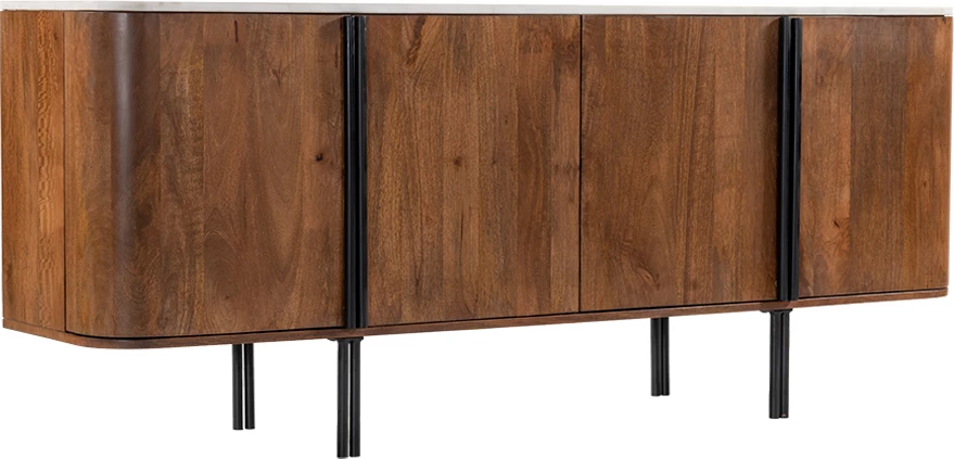 Bufe Terra Nova, 4 dyer, dru arre, mermer i bardhë, 180x40x76