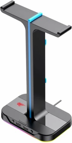 Mbajtës kufjesh HAVIT Gamenote TH650, dual, RGB LED, 2x USB, i zi