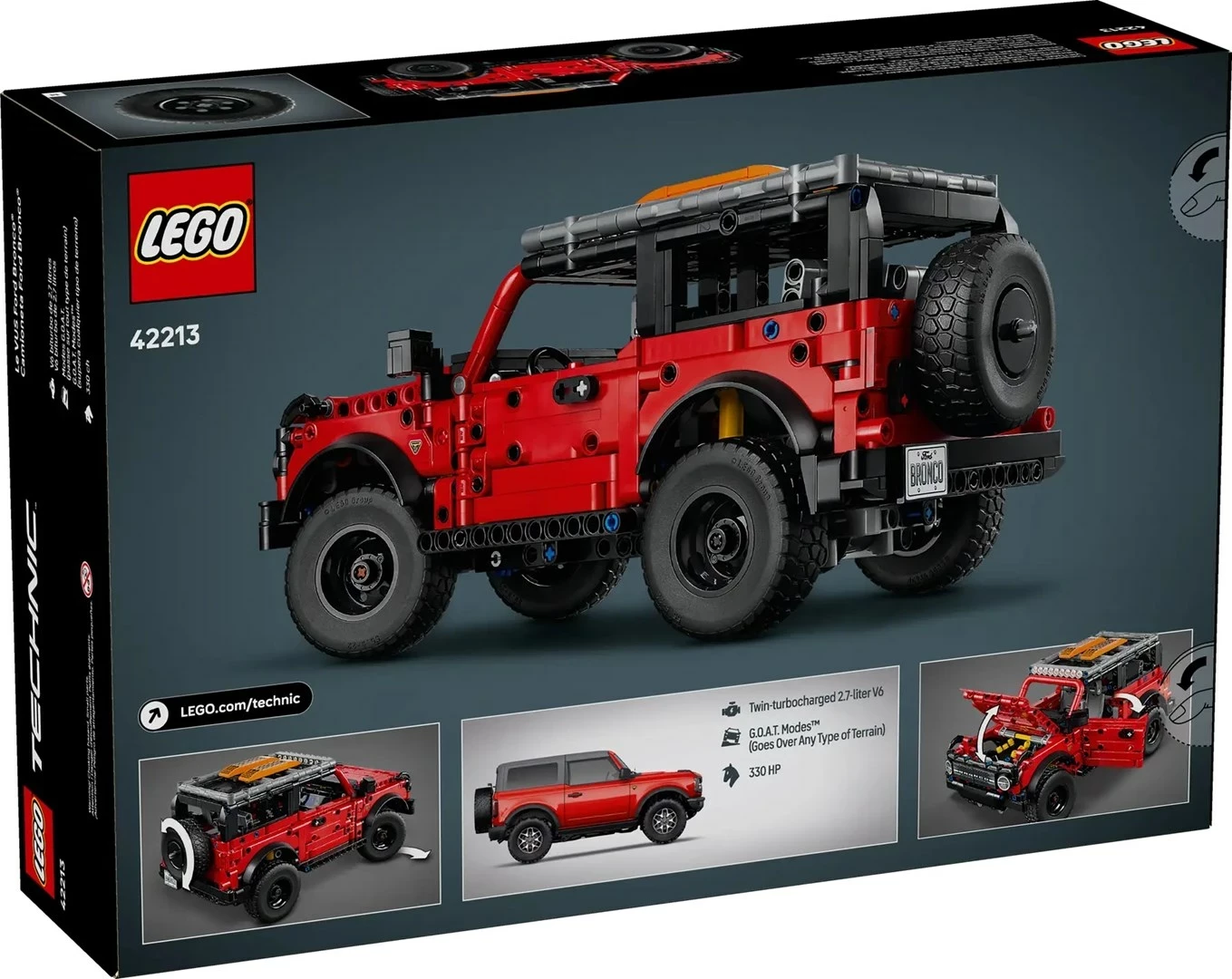 Set LEGO Technic Ford Bronco SUV 42213, për fëmijë dhe të rritur, Kuqe