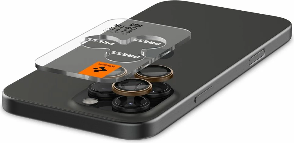Mbrojtës xhami për kamerë Spigen Optik Pro GLAS.TR EZ FIT, për iPhone 13/14/15 Pro/Pro Max, Kafe, 2 copë