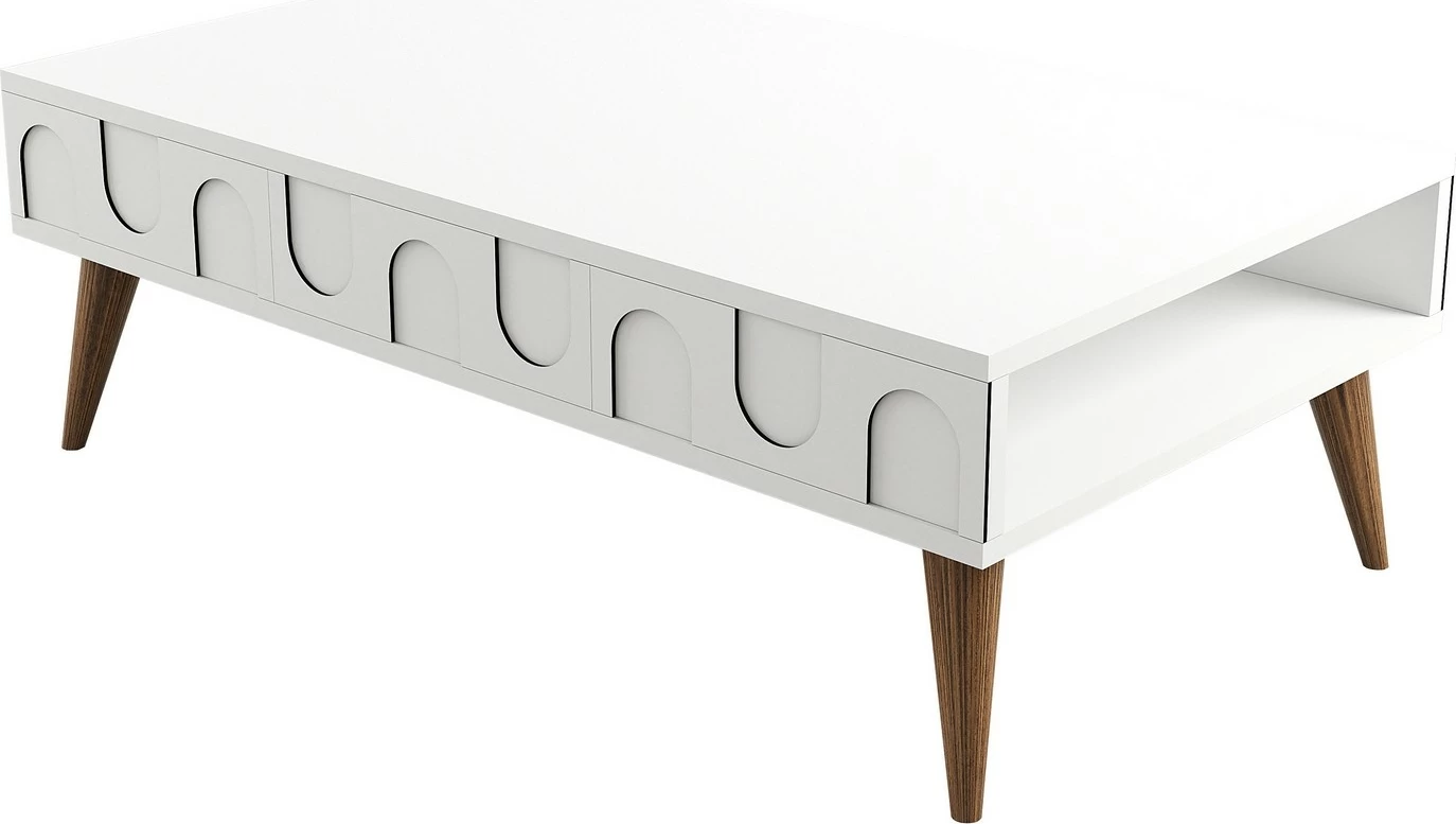 Tavolinë kafeje Skye Decor, Lyon 34, e bardhë, arre