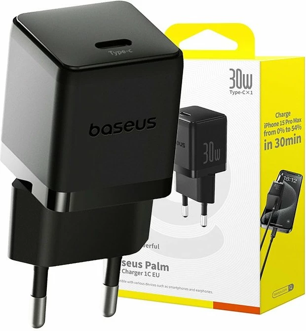 Karikues muri Baseus Palm 30W USB-C EU, i zi, 1 copë