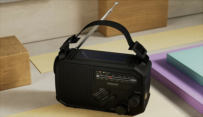 Radio portative Philips TAR1609/00, AM/FM, 1W, USB charging, e zezë