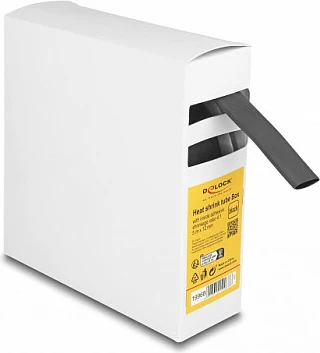 Tub termokurës DeLOCK, 5 m x 12 mm, raport tkurrjeje 4:1, me ngjitës të brendshëm, i zi