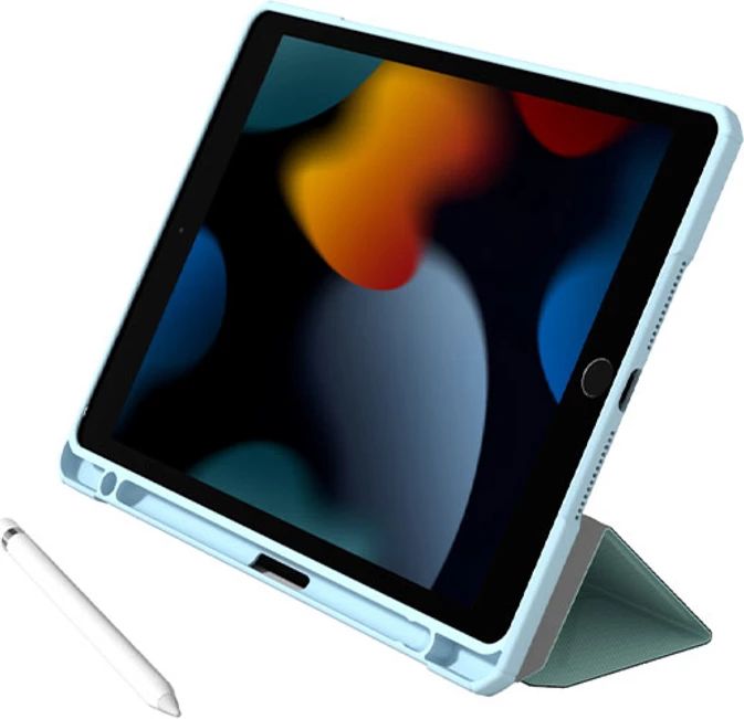 Mbështjellës folio AmazingThing Titan Pro për iPad Air 11" (M3, 2025/7 gen), kapak magnetik-stendë, mbajtës Apple Pencil me karikim, shpinë transparente, ngjyrë blu