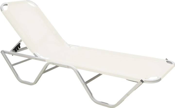 Shezlong Dessie alumini i grumbullueshëm tekstilene ngjyrë bezhë e lehtë 56x188x30cm