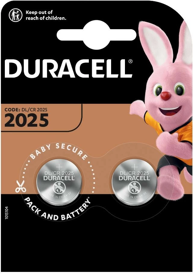 Bateri litium Duracell CR2025, 3V, set 2 copë