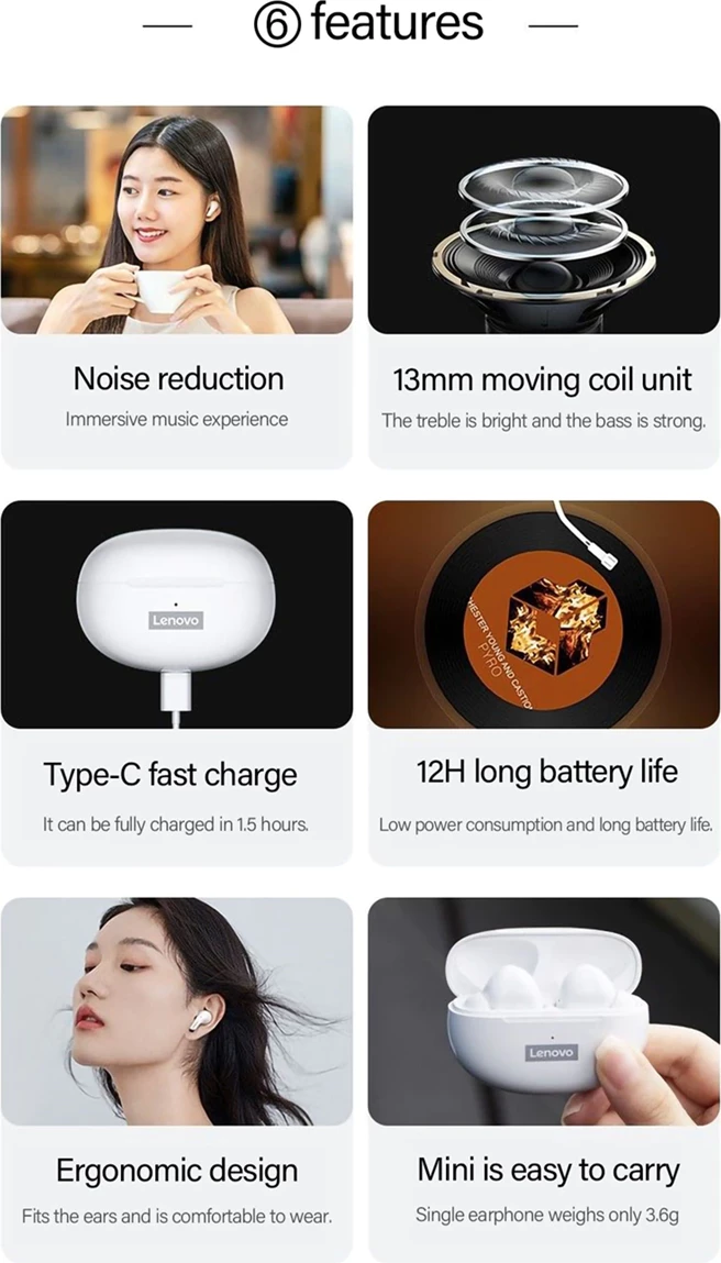 Dëgjuese Lenovo LivePods LP5, të hirta